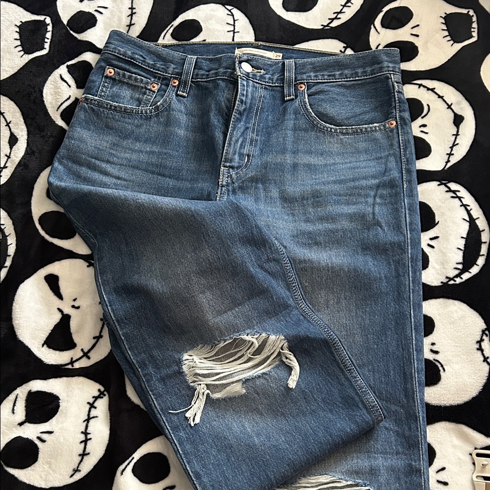 Levi's Blue Distressed Flare Jeans
